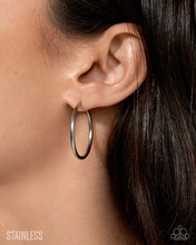 Load image into Gallery viewer, Surmounting Sheen ~ Silver Hinge Hoop Earrings ~ Paparazzi ~ Life of the Party October 2025
