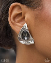 Load image into Gallery viewer, Chic Character ~ Silver Gem Clip-On Earrings - 2026 Convention Exclusive - Paparazzi
