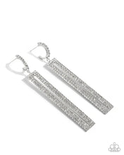 Load image into Gallery viewer, Elongated Ease ~ White Silver Earrings ~ Paparazzi 
