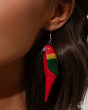 Load image into Gallery viewer, Pampered Parrot - Red Colorful Tropical Bird Earrings - Paparazzi - Life of the Party June 2026
