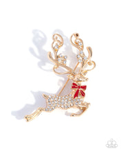 Load image into Gallery viewer, Reindeer Games ~ Gold ~ Brooch
