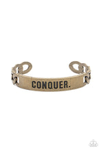 Load image into Gallery viewer, Conquer Your Fears Brass Cuff
