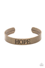 Load image into Gallery viewer, Hope Makes The World Go Round Brass Cuff
