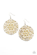 Load image into Gallery viewer, Mandala Effect Yellow Earrings
